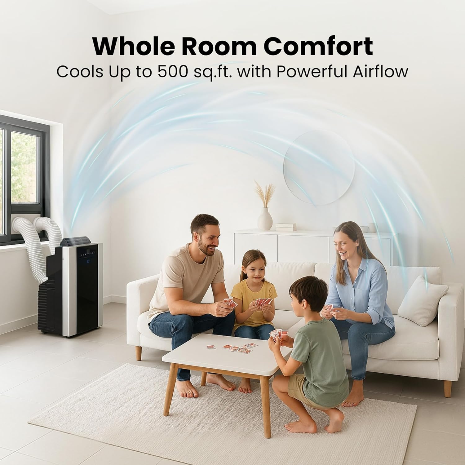 Portable New Air Conditioner with Dual Hose, Dehumidifier & Cooling Fan, Portable AC with Window Kit