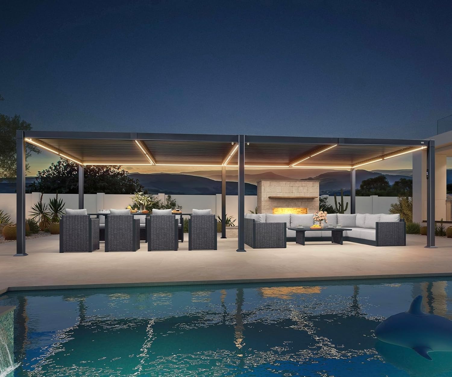 New Louvered Pergola LED Strip Outdoor Pergola 
