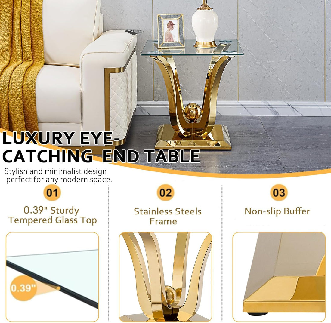 Modern Square  Gold Stainless Table Nightstand