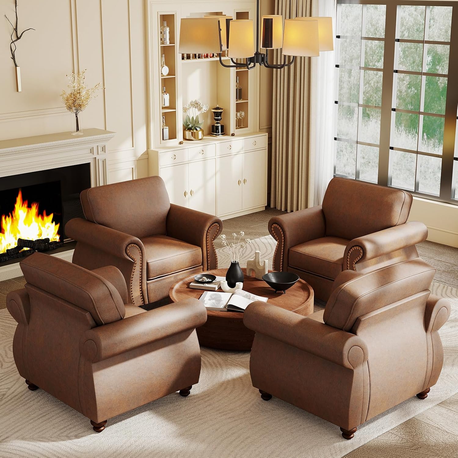 Luxe Upholstered Armchair – Rustic Single Sofa Chair for Living Room