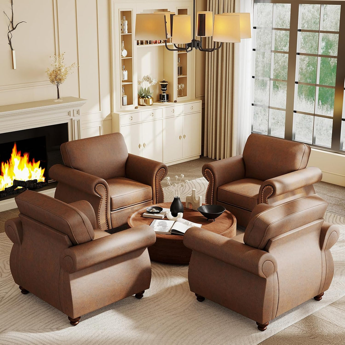 Luxe Upholstered Armchair – Rustic Single Sofa Chair for Living Room