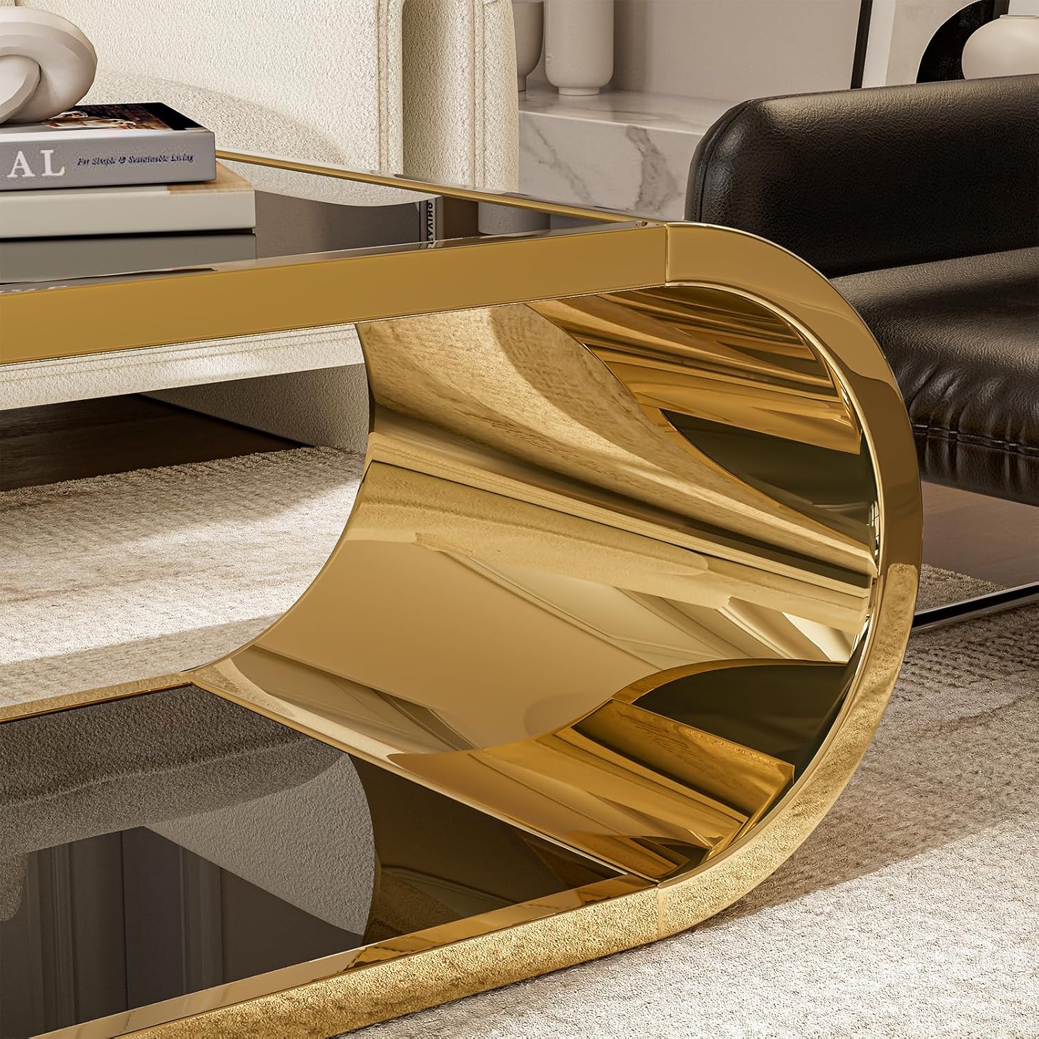 Premium Gold 2 Tier - Coffee Table Modern Living Essentials