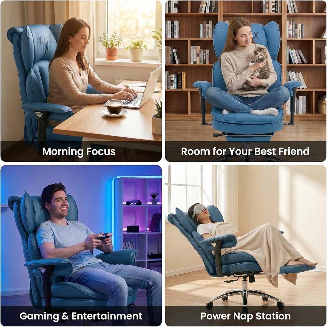 New Heavy-Duty Executive Office Chair with Footrest, High-Back Leather Desk Gaming Chair