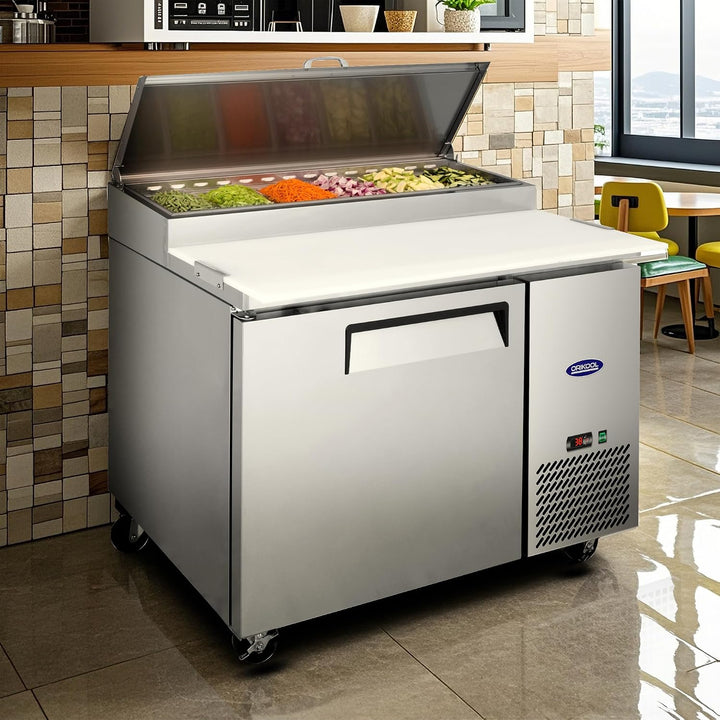 New Commercial Sandwich Pizza Prep Table Refrigerator – Steel Fridge - Digital Temperature Control