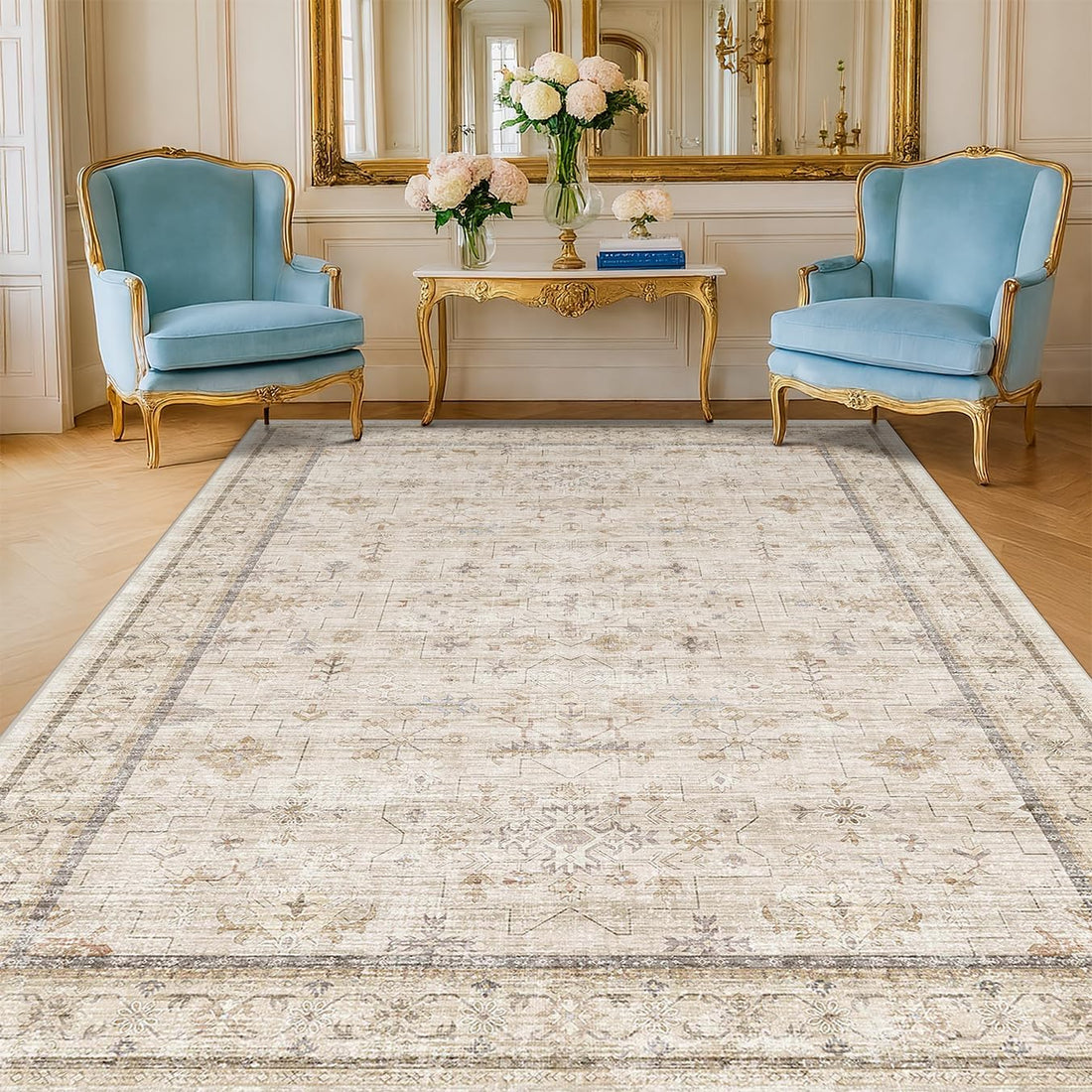 Modern Black Rug for Living Room - Washable Non-Slip & Stain Resistance