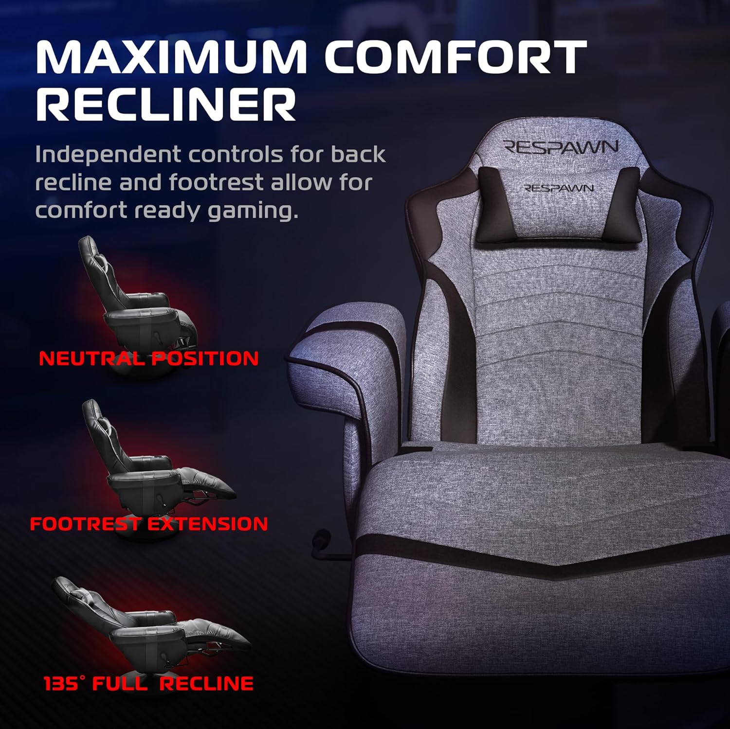 Smart console gaming recliner with full-body support, adjustable comfort, and built-in footrest for long gaming sessions.
