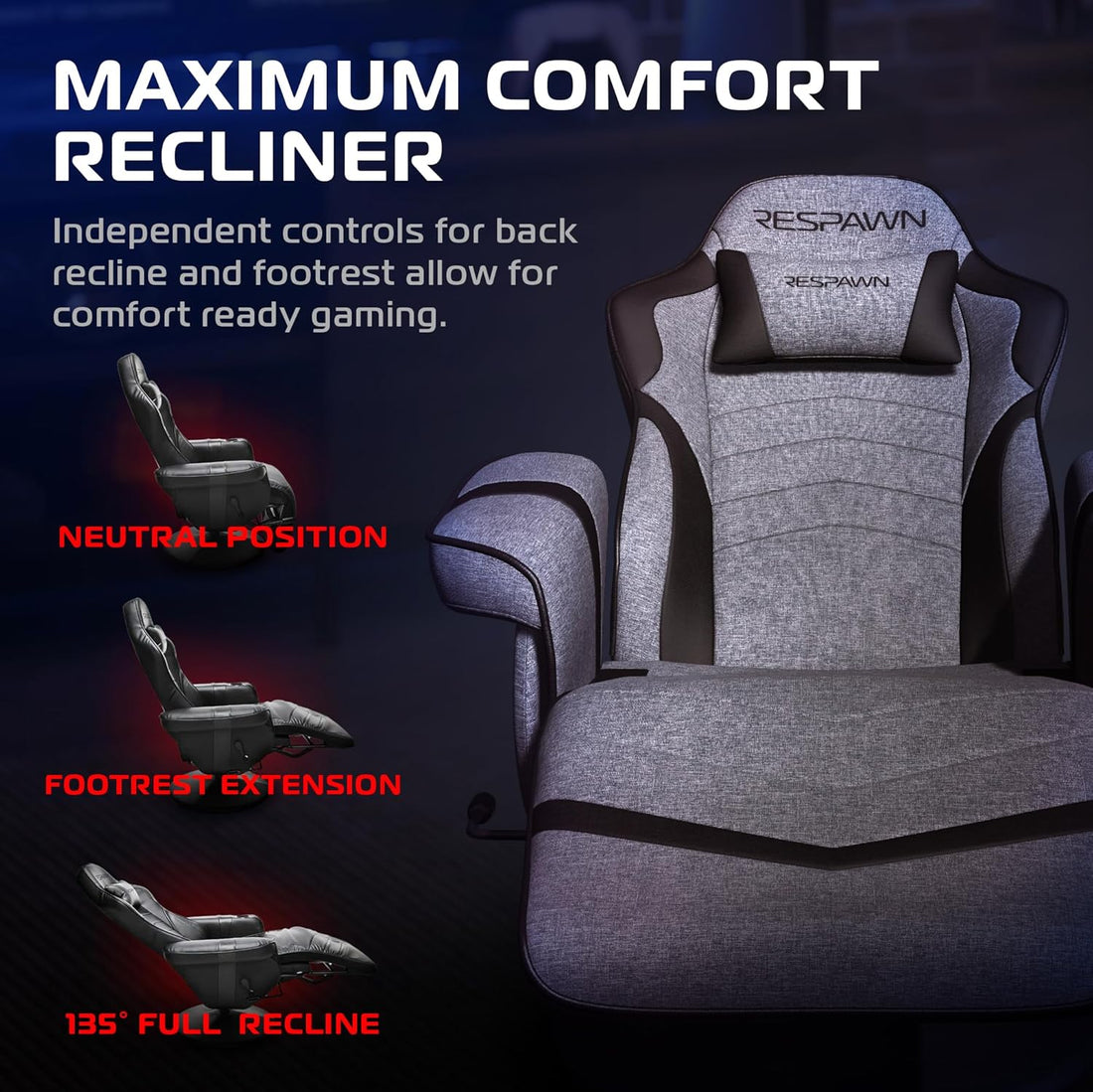 Smart console gaming recliner with full-body support, adjustable comfort, and built-in footrest for long gaming sessions.