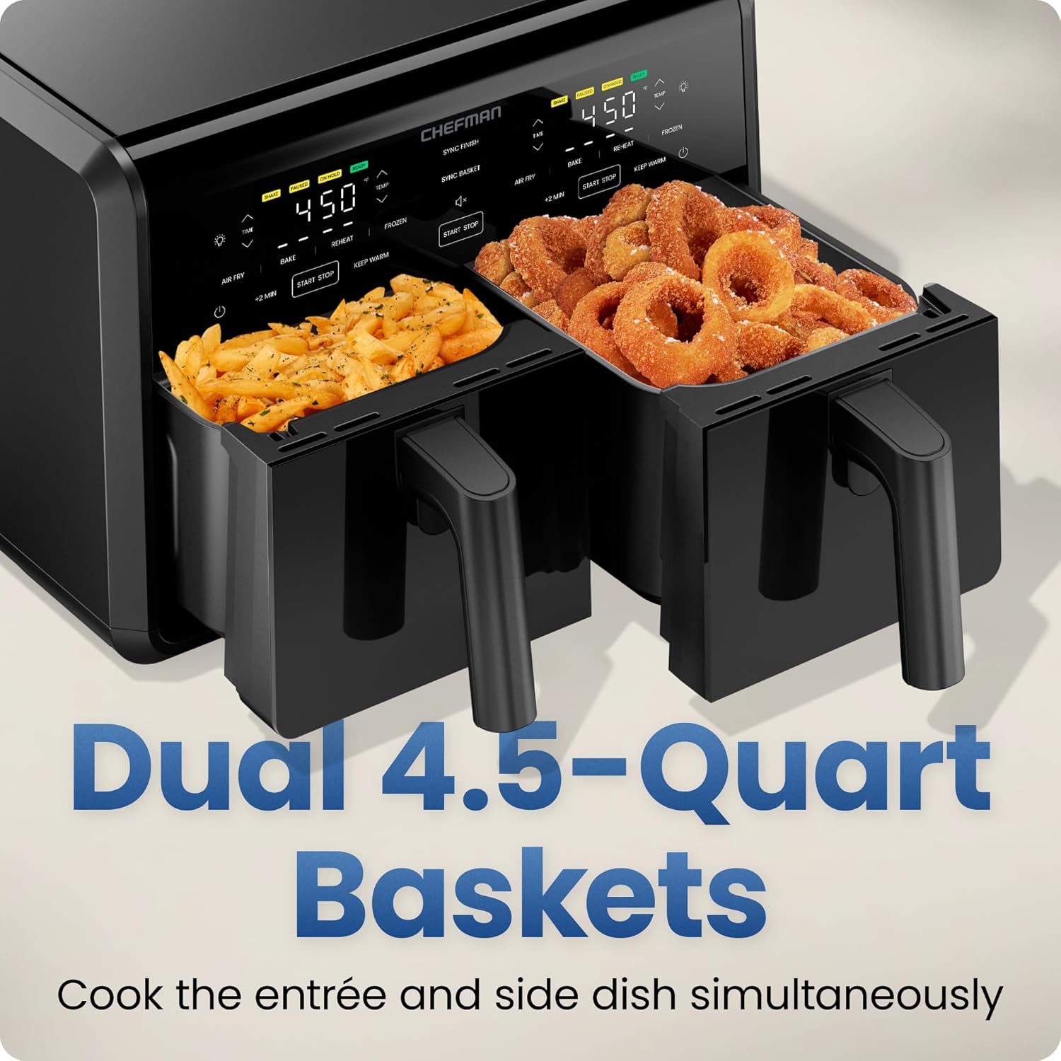 Modern Home Dual Air Fryer Oven with DC Motor – 9 Qt. Double Basket Air Fryer