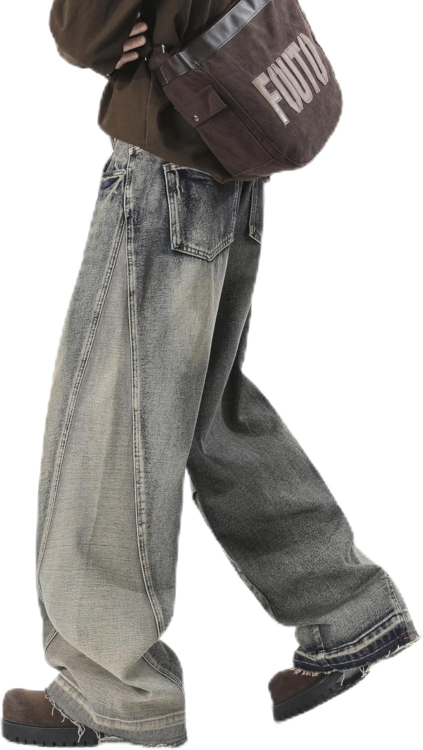 New Mens Fashion Baggy Jeans Denim Pants Streetwear