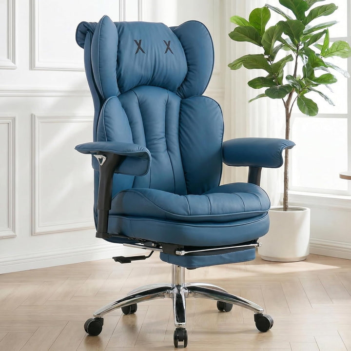 New Heavy-Duty Executive Office Chair with Footrest, High-Back Leather Desk Gaming Chair