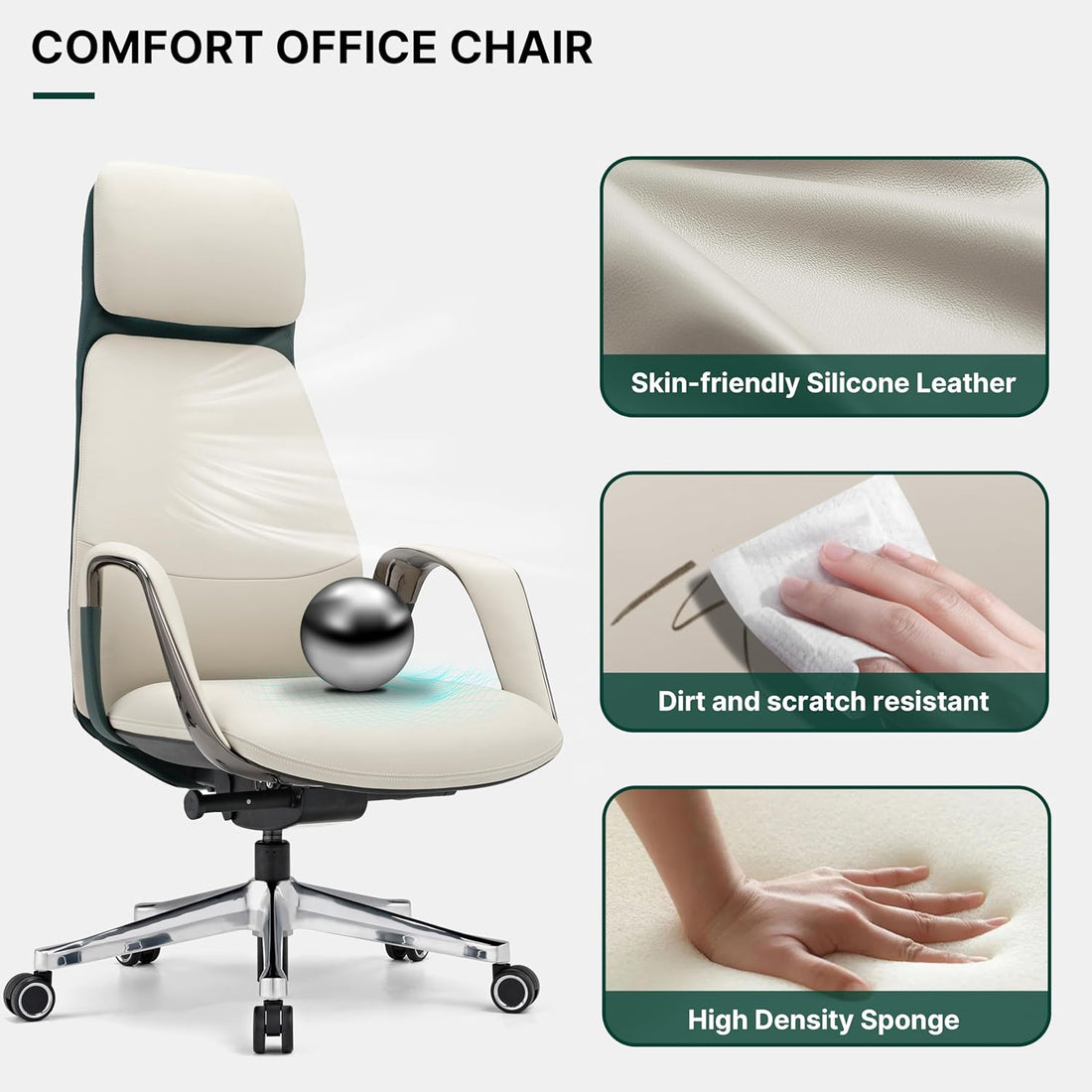 Premium Living Comfortable Genuine Leather Ergonomic Office Chair