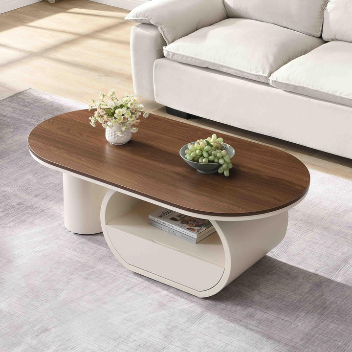 New Antique Luxury Oval Coffee Table with Storage 