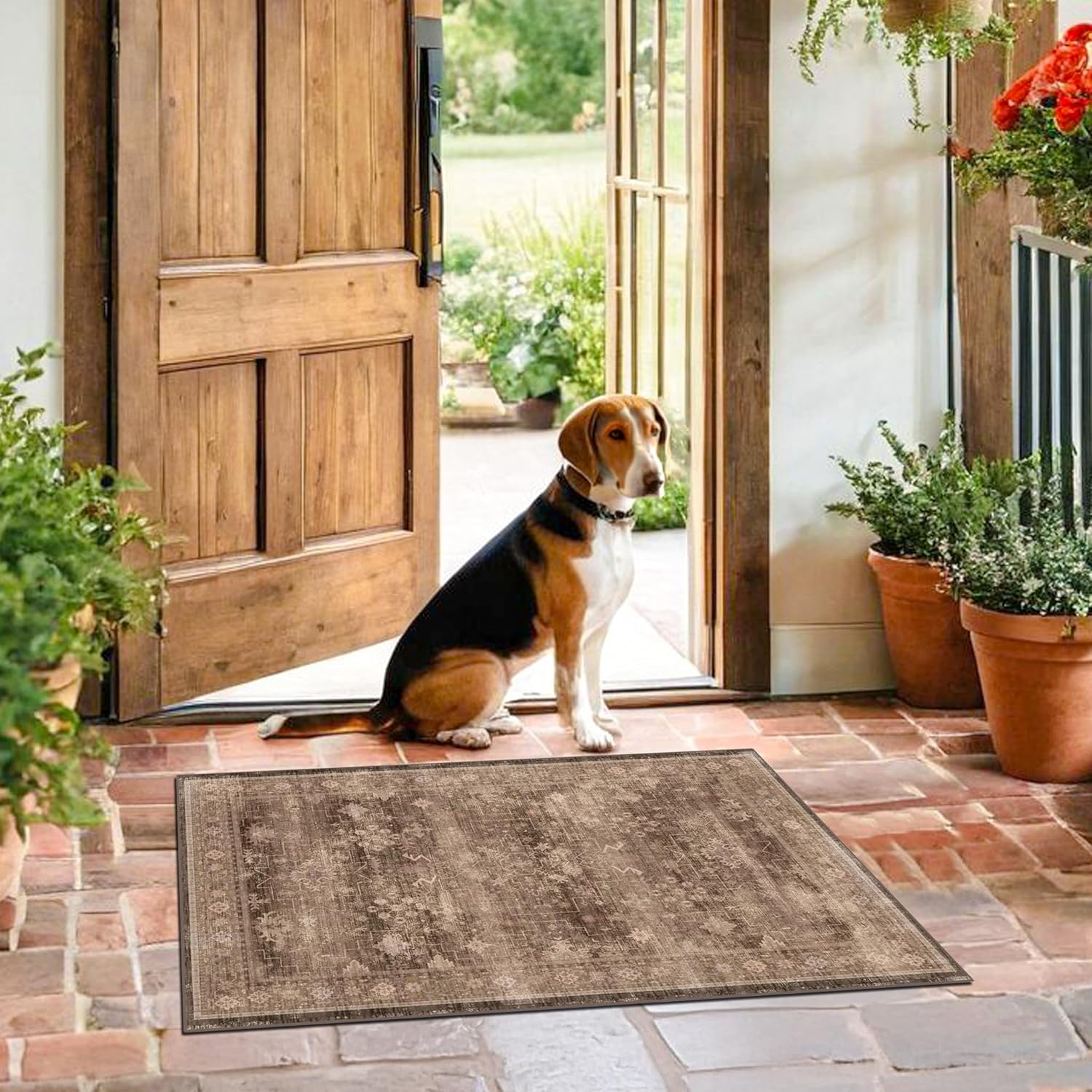 Modern Black Rug for Living Room - Washable Non-Slip & Stain Resistance