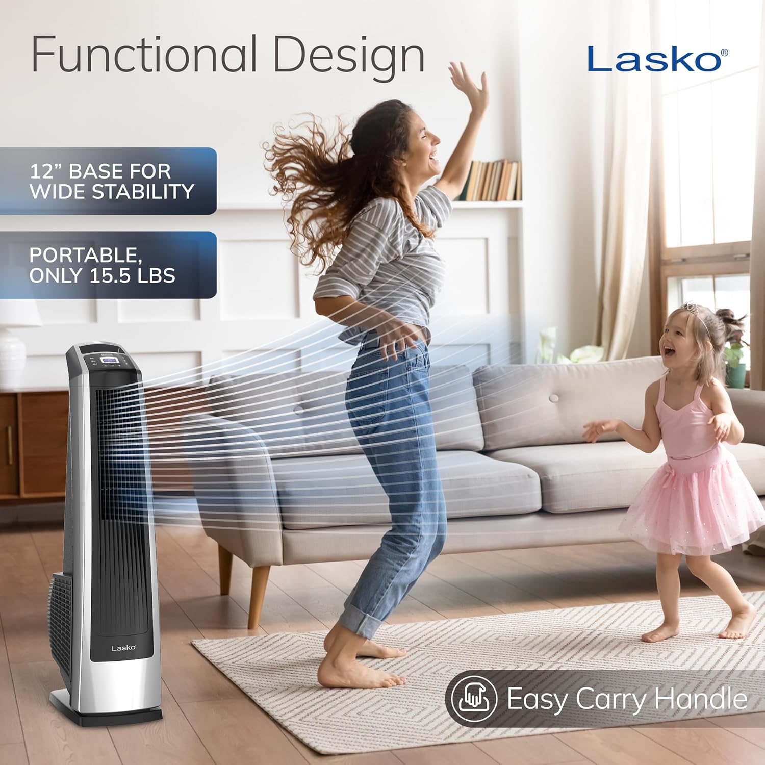 High Velocity Oscillating Tower Fan for Bedroom, Garage, Basement, and Gym with Remote Control, Timer, 3 Powerful Speeds, 35" Silver/Black, U35115