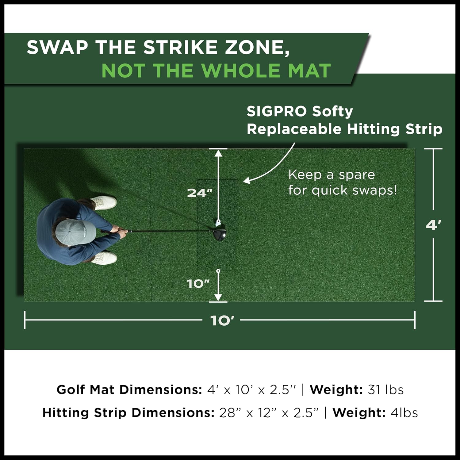 Premium Softy Golf Mat - Real Tee Capable Thick Cushioning