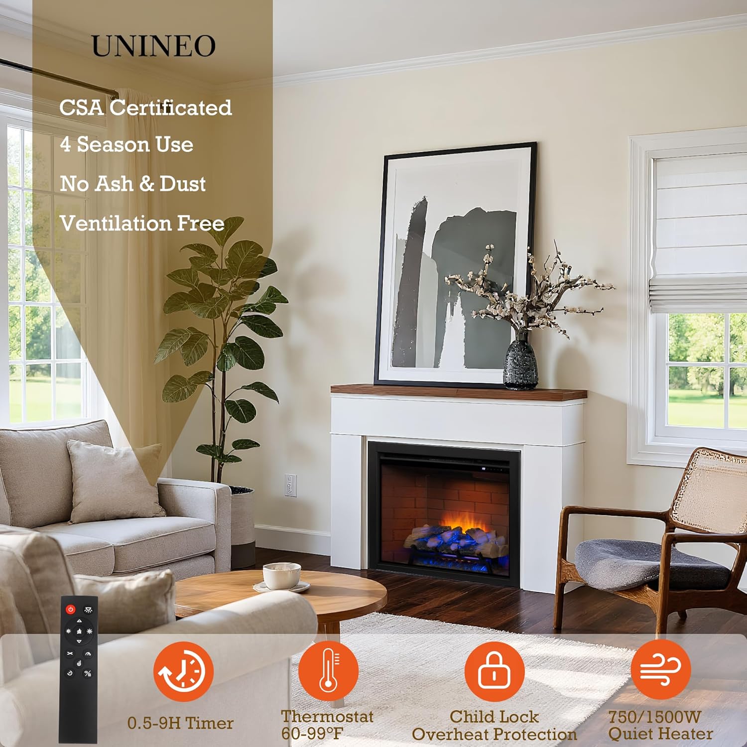 Remote control Electric Fireplace Light,with Fire Crackling Sound