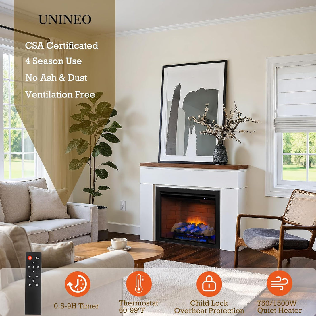 Remote control Electric Fireplace Light,with Fire Crackling Sound