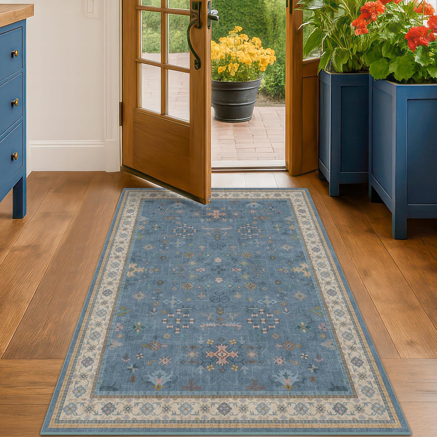 Modern Black Rug for Living Room - Washable Non-Slip & Stain Resistance