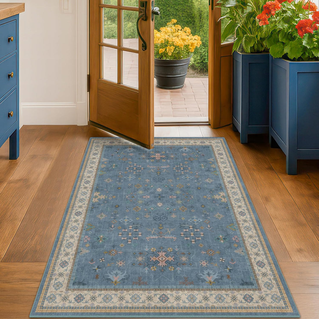 Modern Black Rug for Living Room - Washable Non-Slip & Stain Resistance