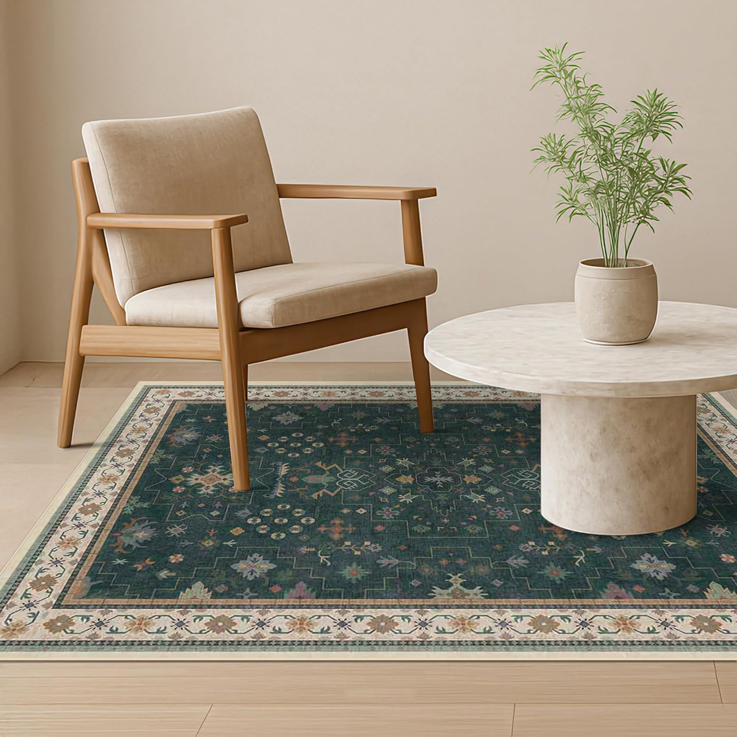 Modern Black Rug for Living Room - Washable Non-Slip & Stain Resistance