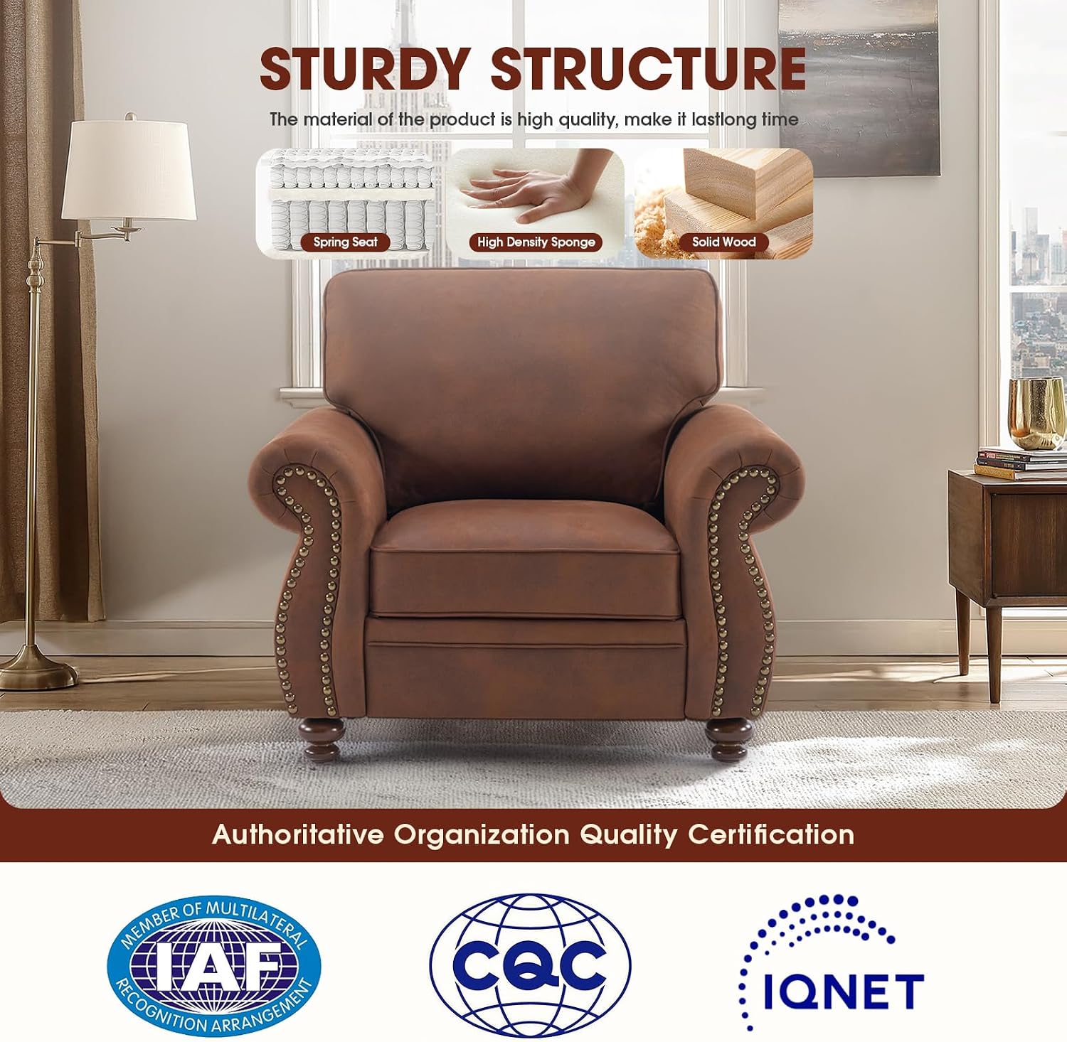Luxe Upholstered Armchair – Rustic Single Sofa Chair for Living Room
