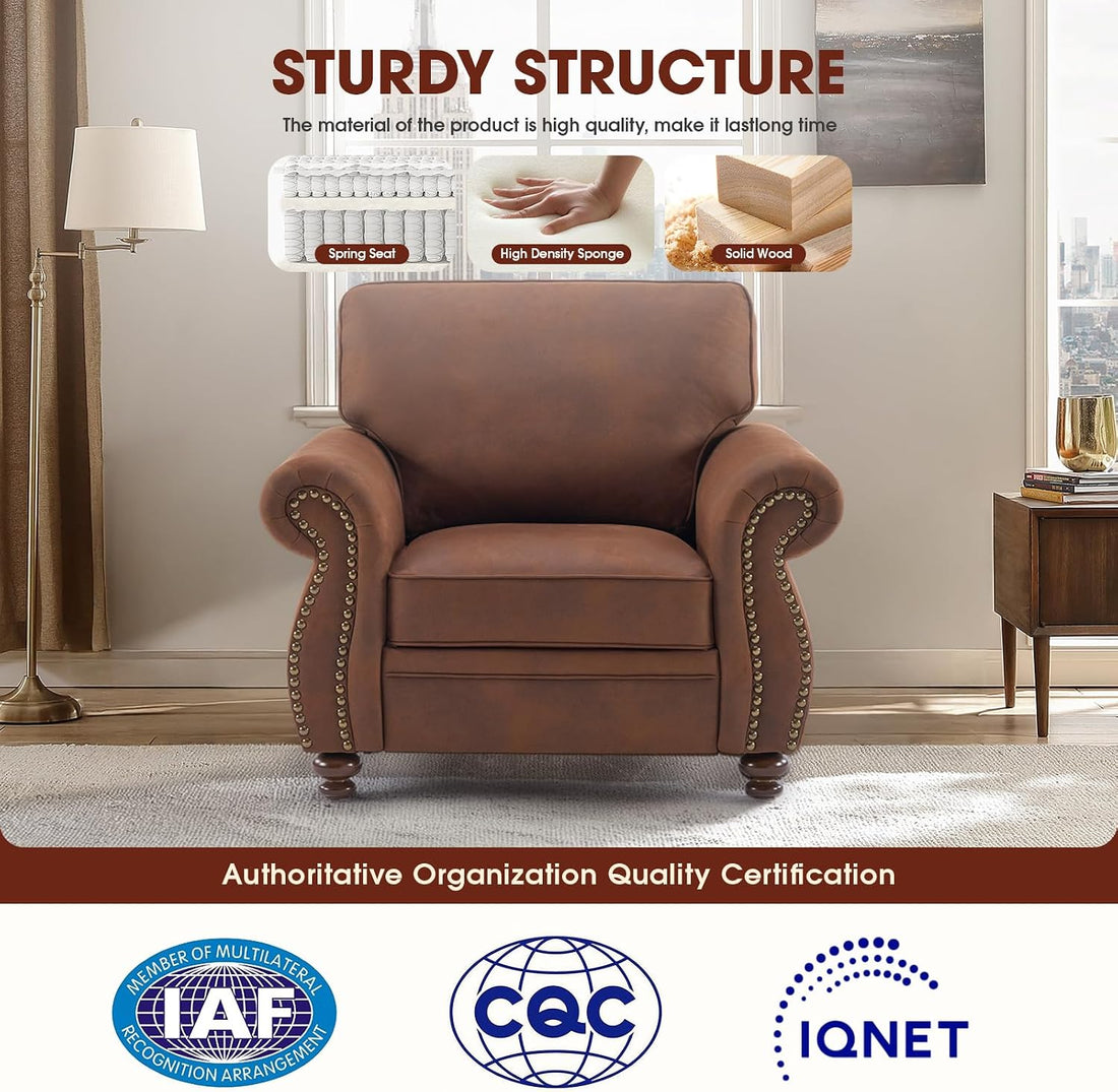Luxe Upholstered Armchair – Rustic Single Sofa Chair for Living Room