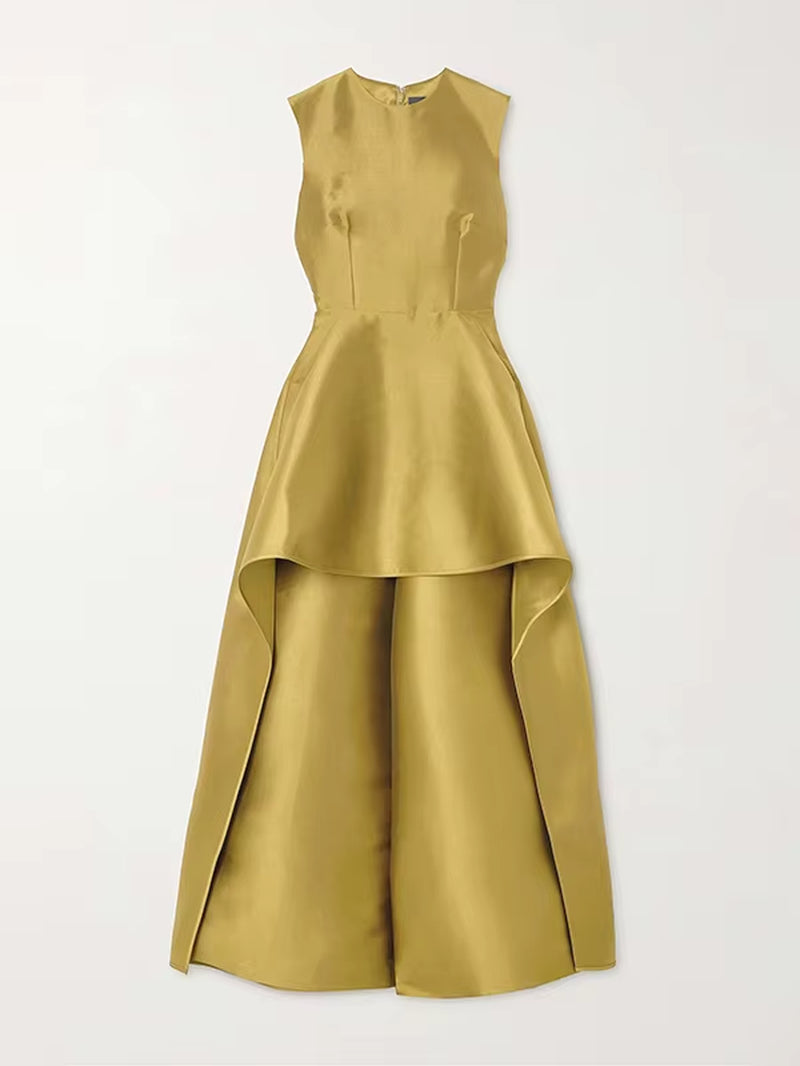 New Women Jumpsuit round Neck Sleeveless with Wide Leg Pants 