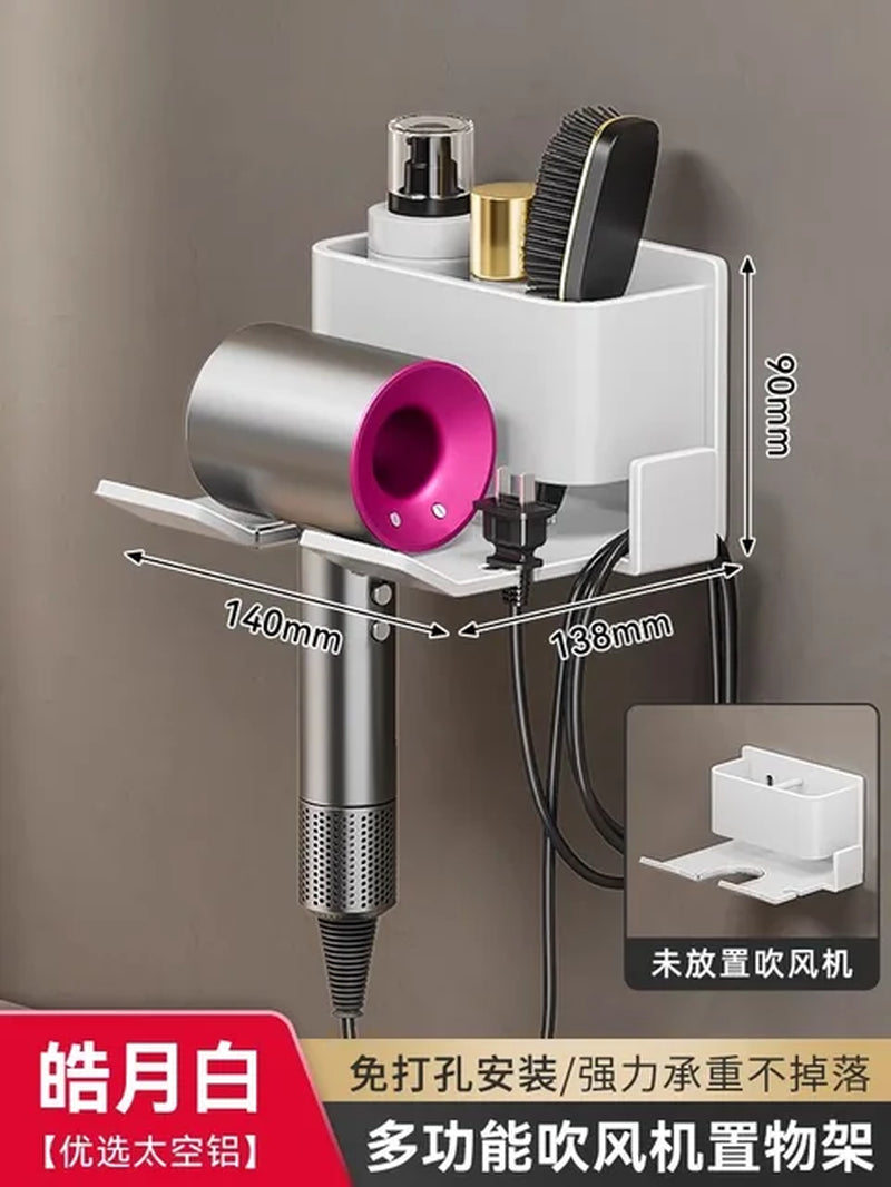 Luxury New Hair Dryer Holder Wall Dryer Cradle Straightener Stand Hairdryer Organizer Storage Box Toilet Blower Holder Bathroom Shelves