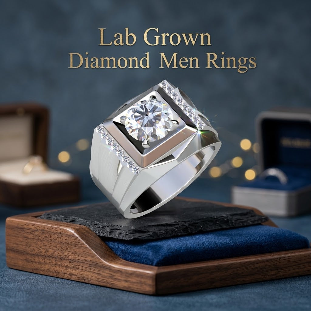 New 2CT Round-Cut Lab-Grown Diamond Men's Engagement Ring in 14K White Gold