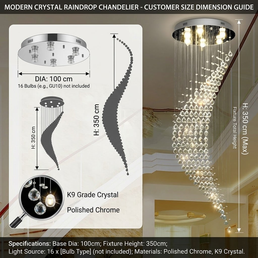Luxury LED Crystal Spiral Staircase Chandelier – Modern Hanging Ceiling Light