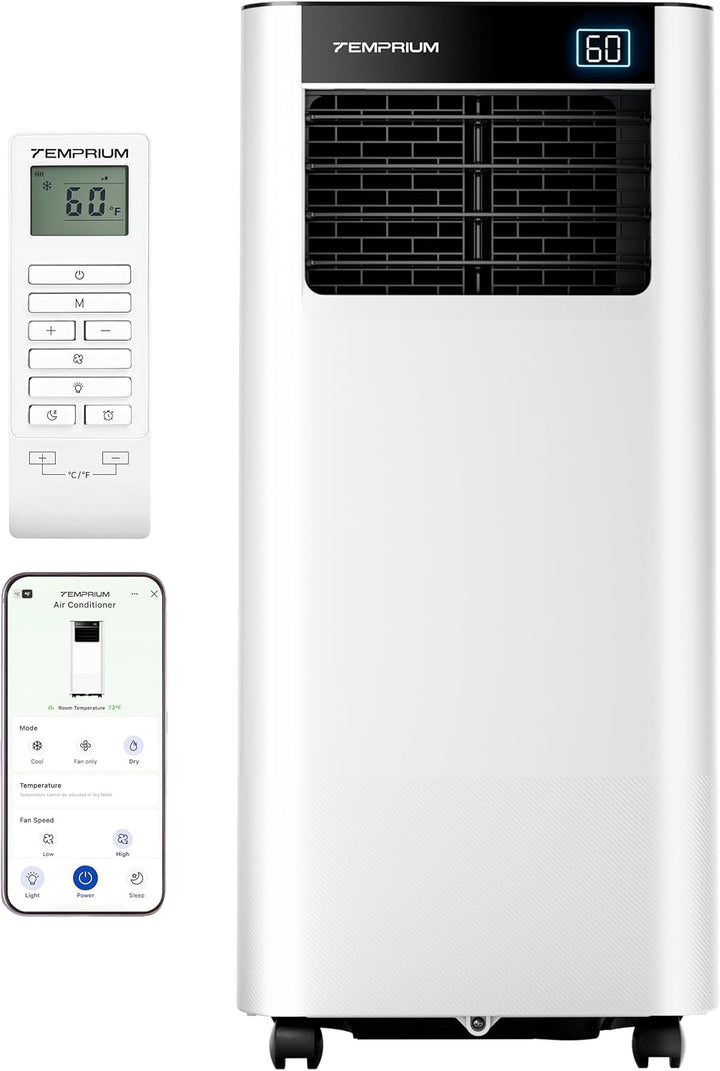 10,000 BTU Portable Air Conditioner, Smart AC Unit for Rooms up to 450 Sq.Ft, 3-In-1 with Cool, Dry & Fan Modes, App/Voice/Remote Control, 24H Timer, 50Db Quiet Operation, Self-Evaporating
