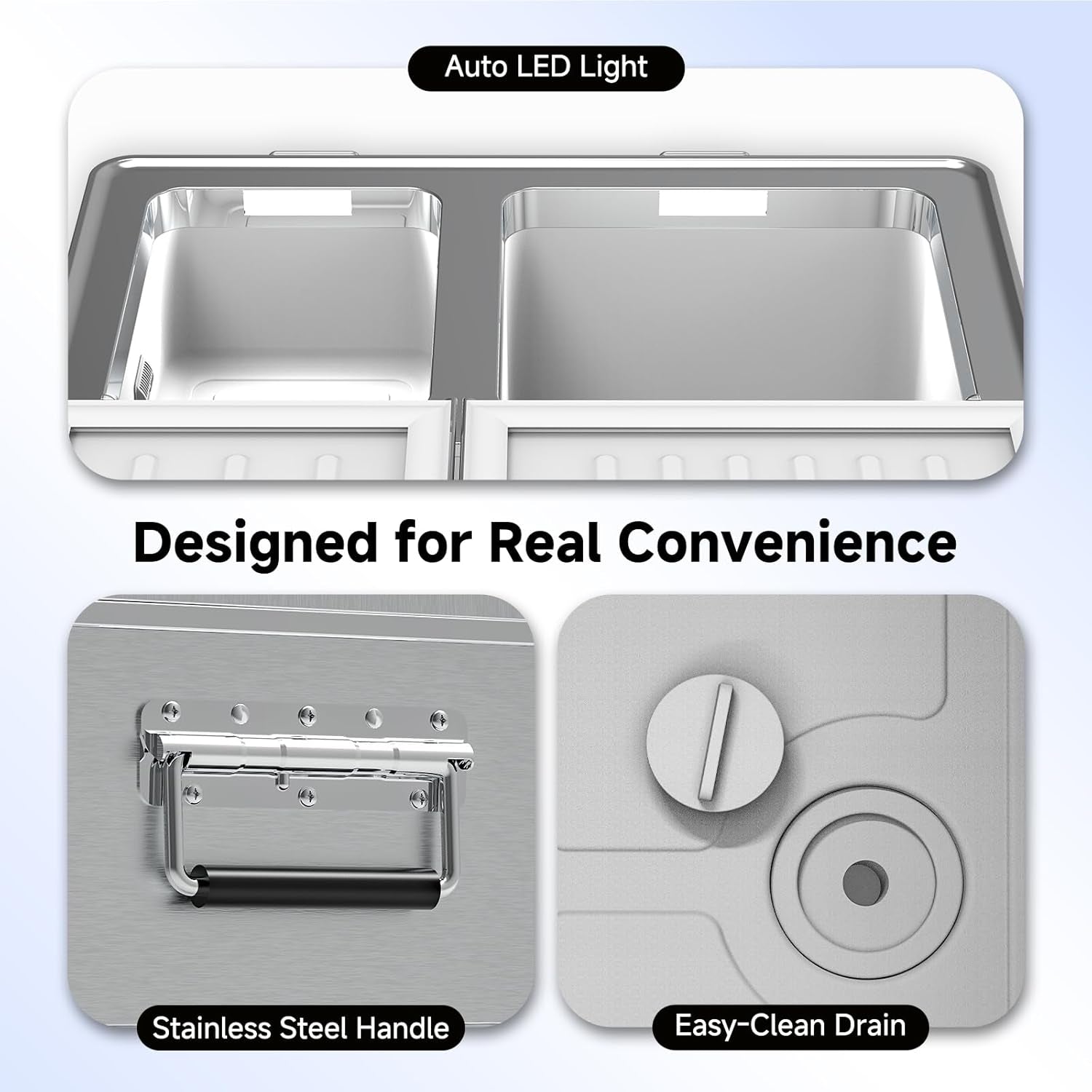 53 Quart (50L) Portable Car Refrigerator, 12V Dual Zone Car Fridge Freezer, Lightweight Aluminum Electric Cooler with Compressor, -4°F to 68°F, DC/AC for Truck, RV, Camping, Van, Home Use