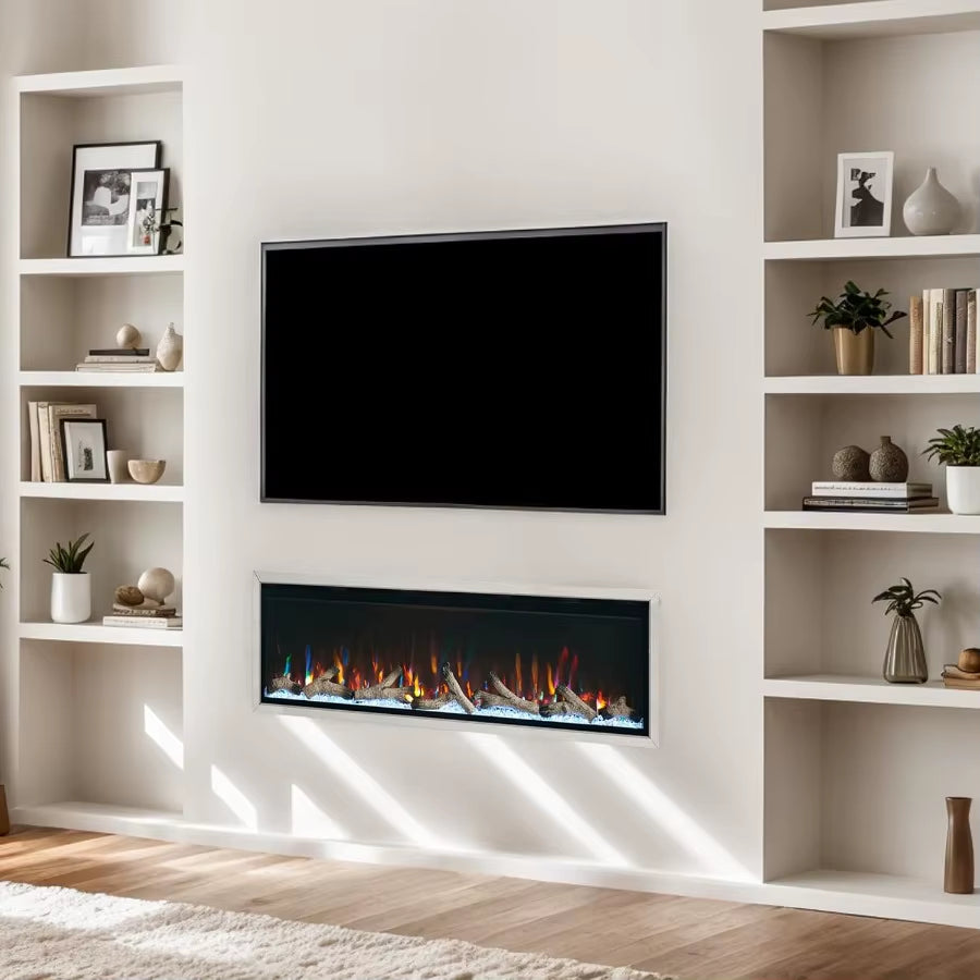 New Wall Mounted 60 Inch Electric Fireplace with Aluminum Frame