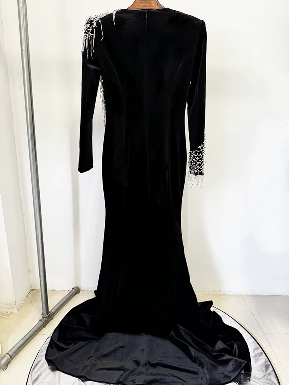 Women Diamond Velvet Evening Party Dress