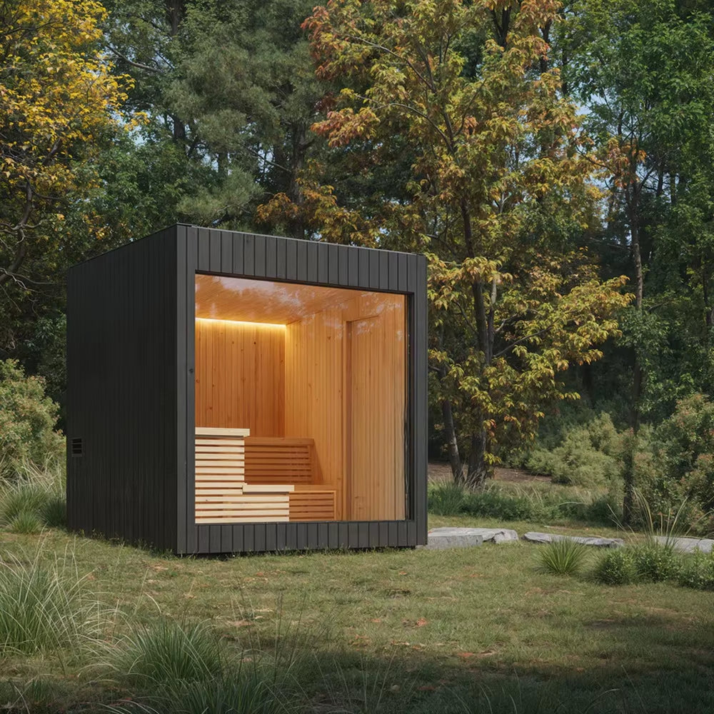 Modern Outdoor Sauna with Hybrid Hot Tub Wellness Inc.