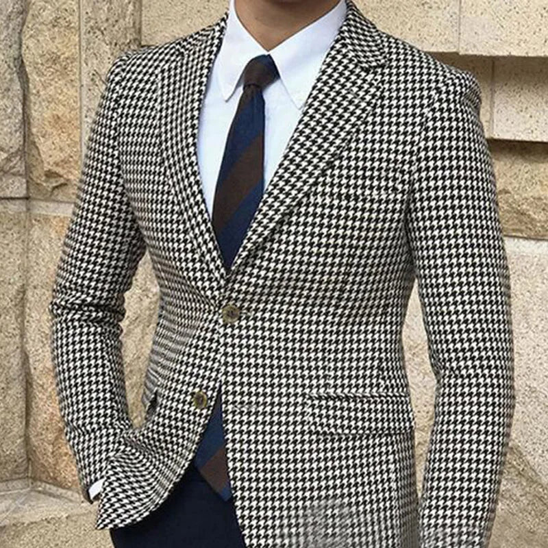 New Mens Plaid Blazer Casual Formal Blazer Jacket