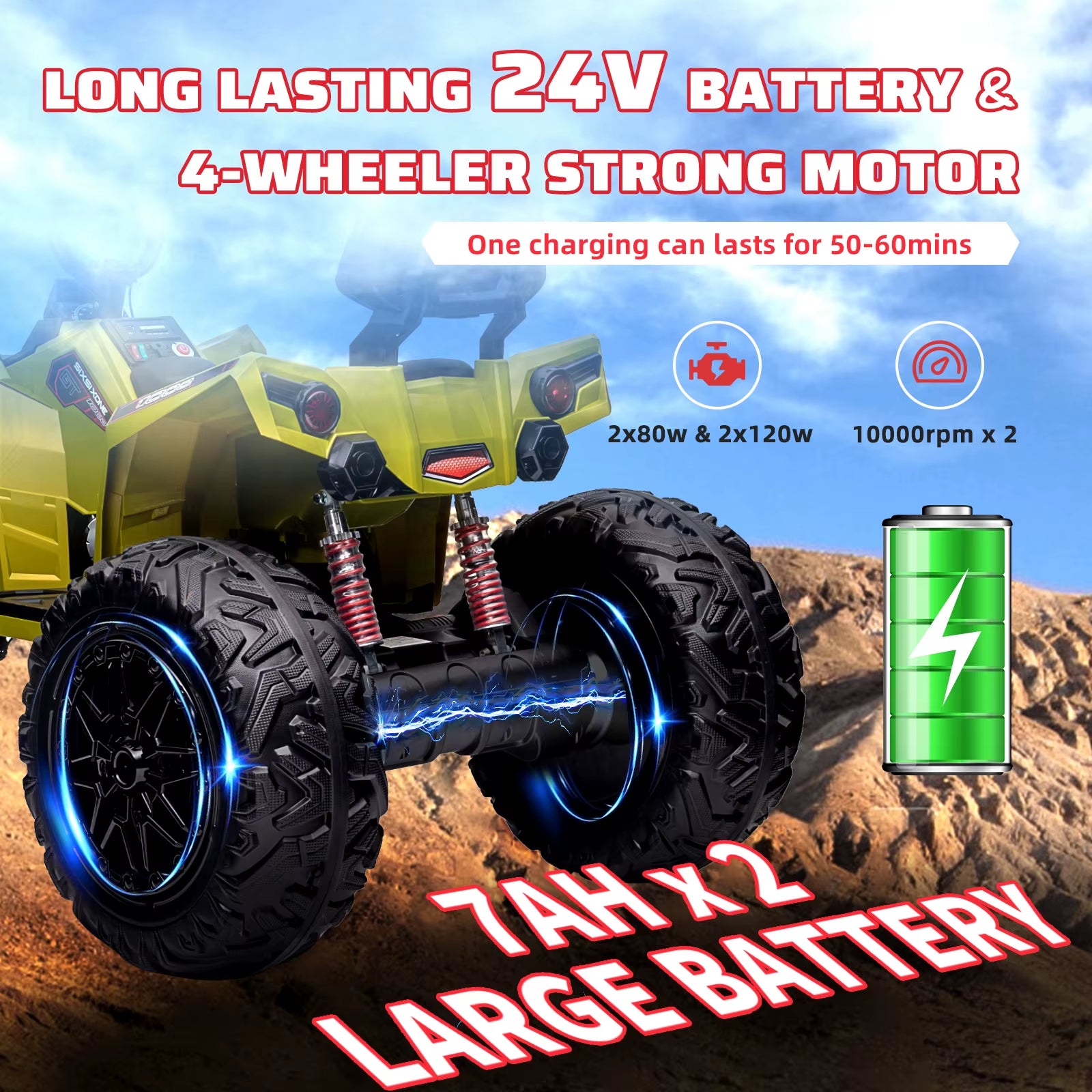 Kids Electric Car ATV Powerful Ride with Music Player LED