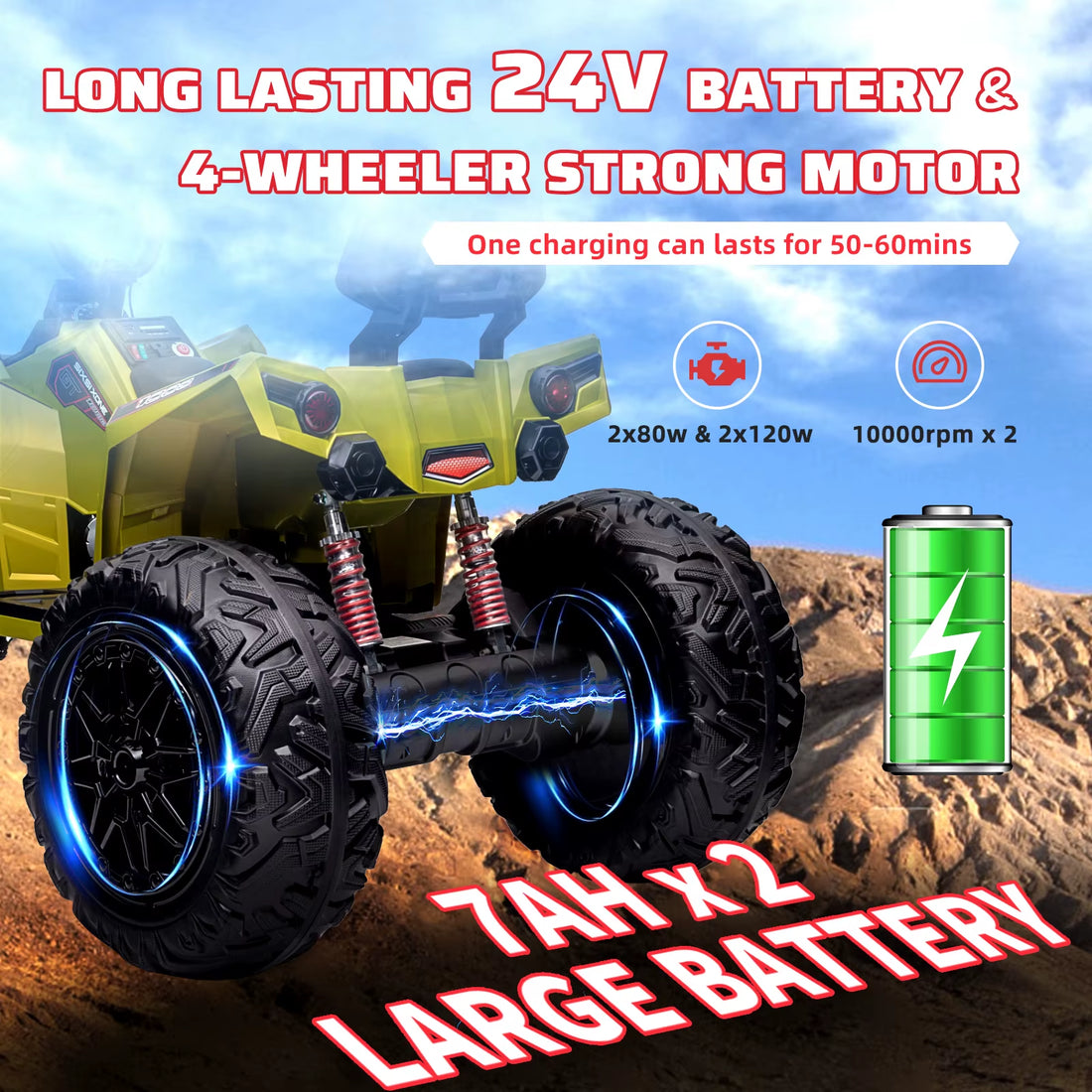 Kids Electric Car ATV Powerful Ride with Music Player LED