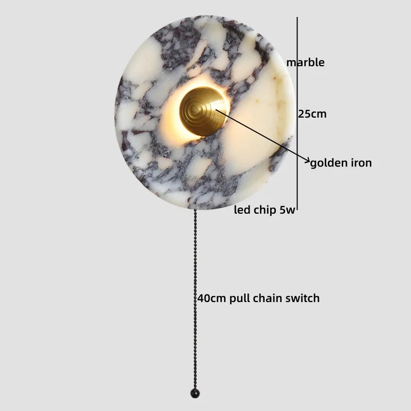 Marble Glass LED Wall Sconces Lights Indoor Bedroom Lamps 