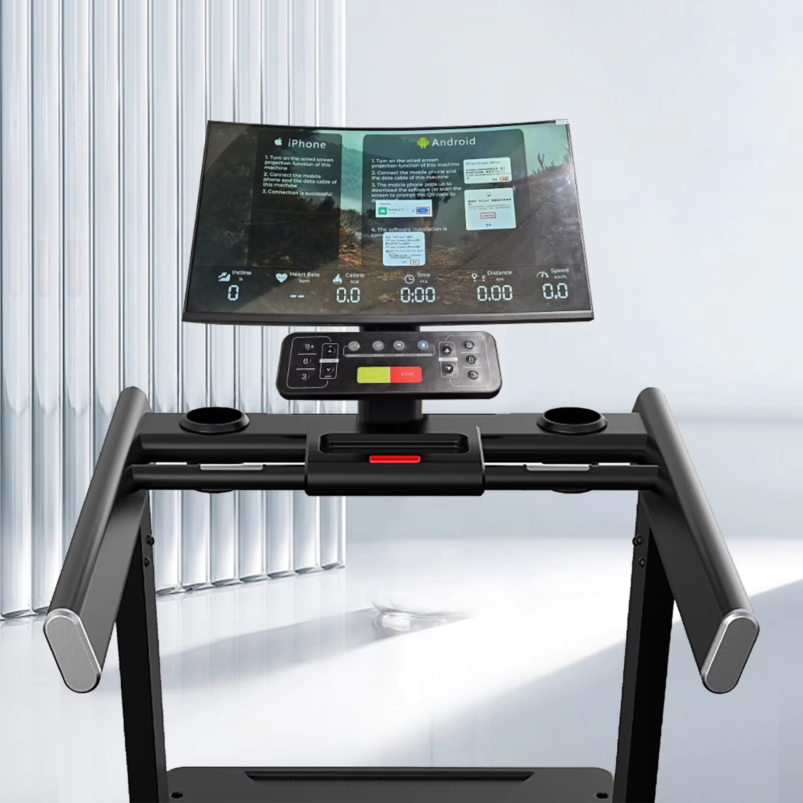Newest Design Commercial Treadmill Gym Machine with Screen Projection