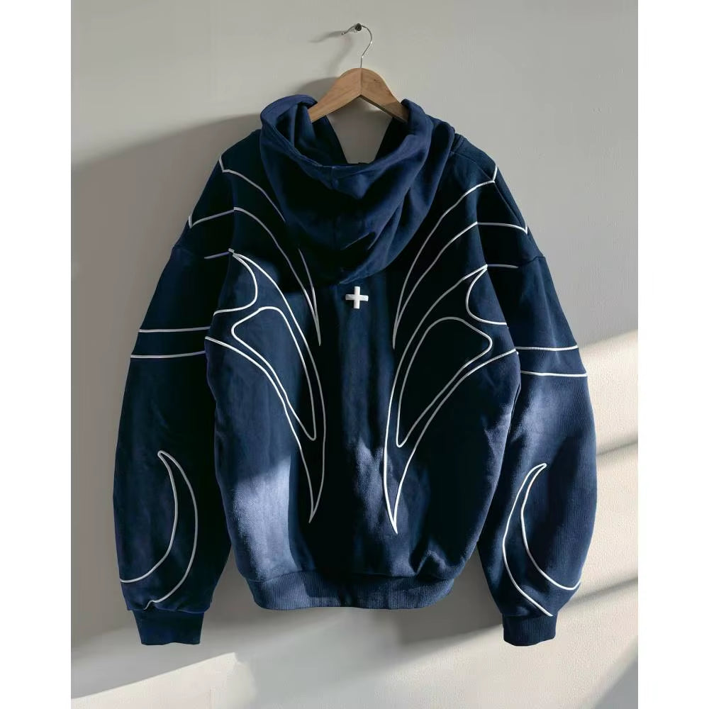 New American Style Oversized Embroidered Mens Hoodie 