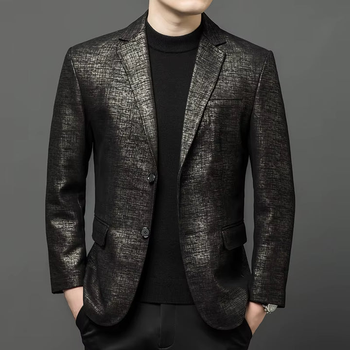 Premium Mens Leather Business Casual Jacket Blazer