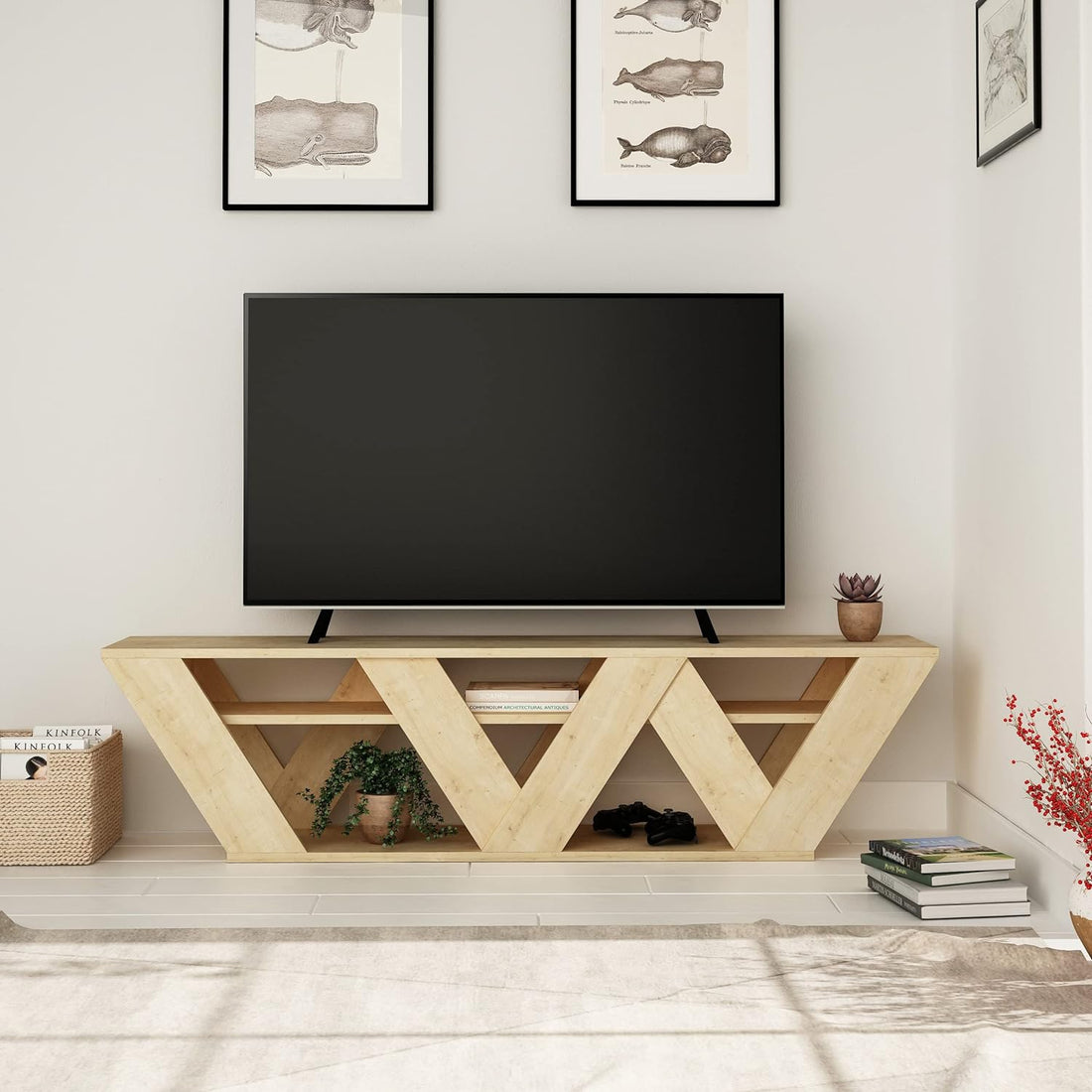 Modern TV Stand for up to 55-Inch Tvs, Tv Stand Media Unit, Tv Console, 2 Tiers Unit Component for Storage Shelf for Living Room, Bedroom Etc. with Multi Colour Option (Anthracite)