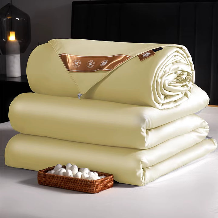 100% Mulberry Silk Comforter – Cotton Shell Duvet, King & Queen Bedding