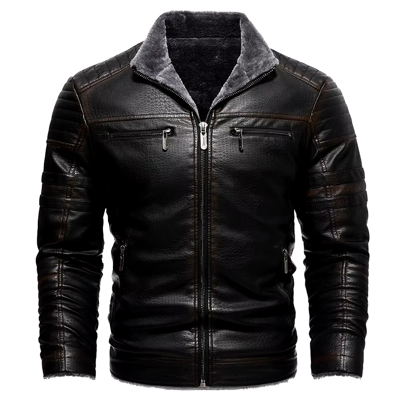 Suede Leather Jackets Men Winter Motorcycle Jackets Punk Style Streetwear Fur Lined Thick Warm Coats