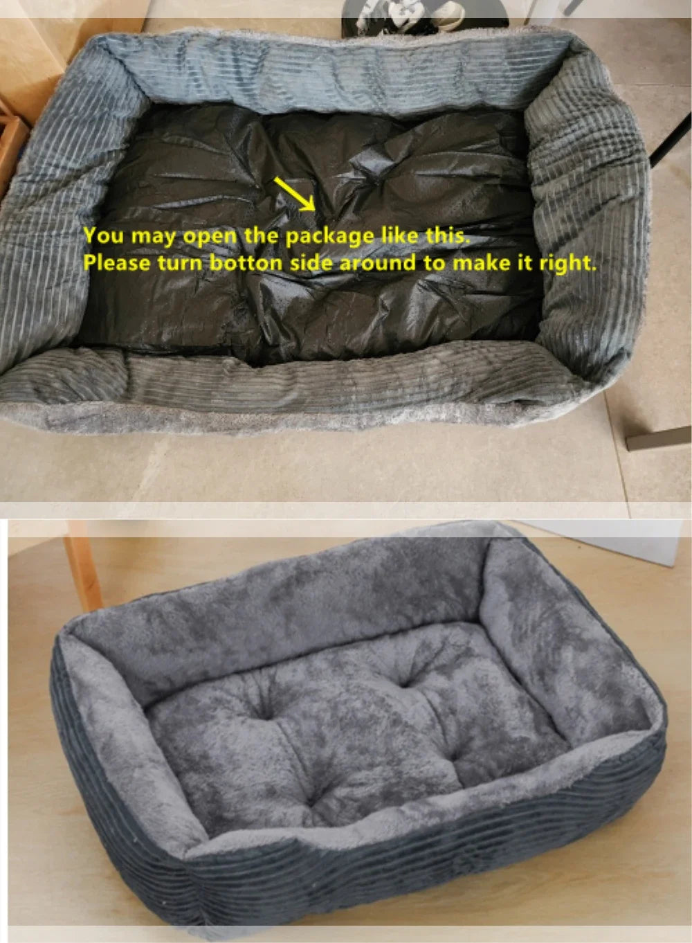 New Stylish Bed for Dog Cat Pet Square Plush Kennel Medium Small Dog Sofa Bed Cushion Pet Calming Dog Bed House Pet Supplies Accessories