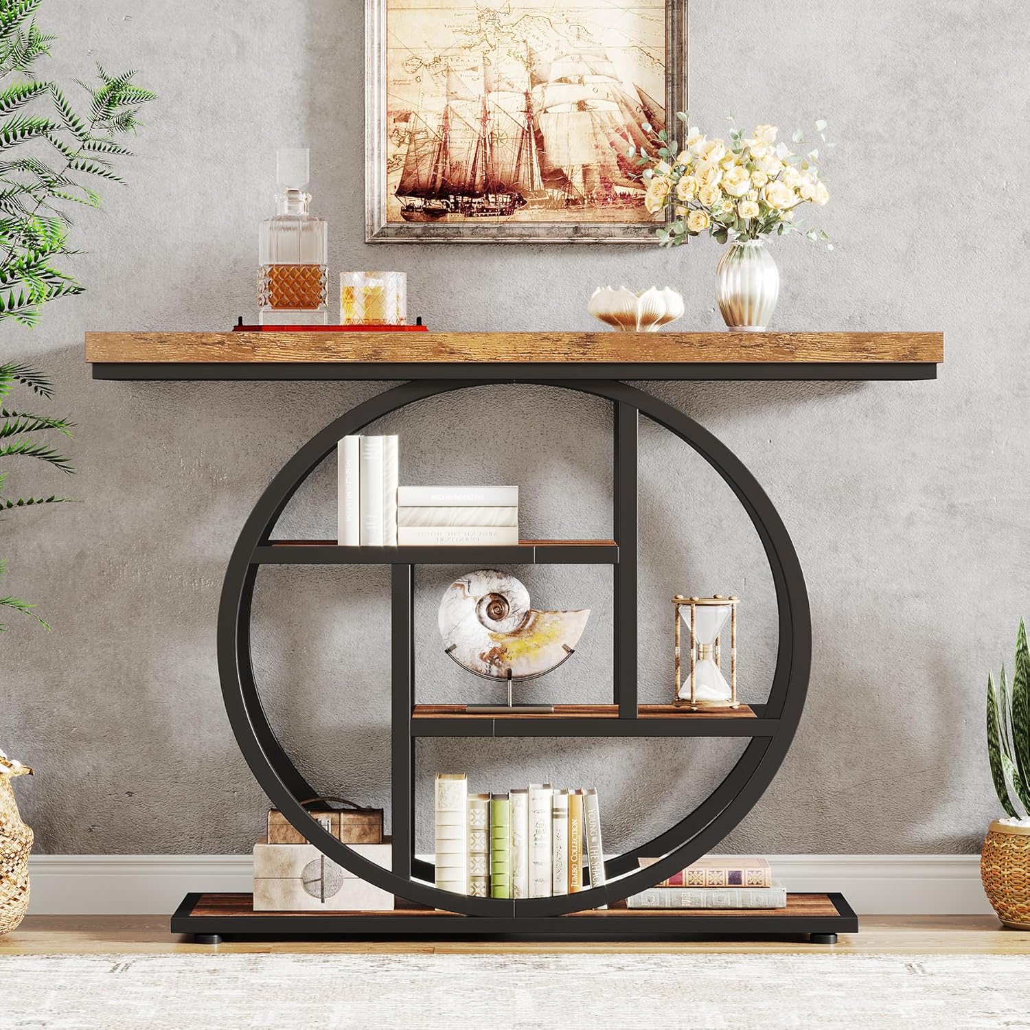 Italian Style Console Table,4-Tier Sofa Entryway Table 