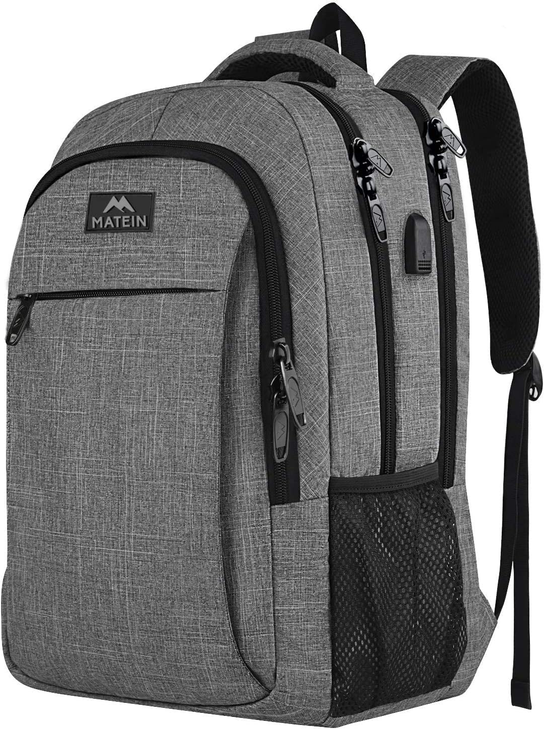 New Fusion Arrival 2024 Stylish Travel Laptop Backpack, Work Bag Lightweight Laptop Bag with USB Charging Port, anti Theft Business Backpack, Water Resistant School Rucksack Gift for Men and Women, Fits 15.6 Inch Laptop, Grey 