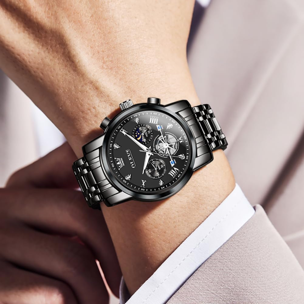 Mens Large Display Stainless Steel Watch