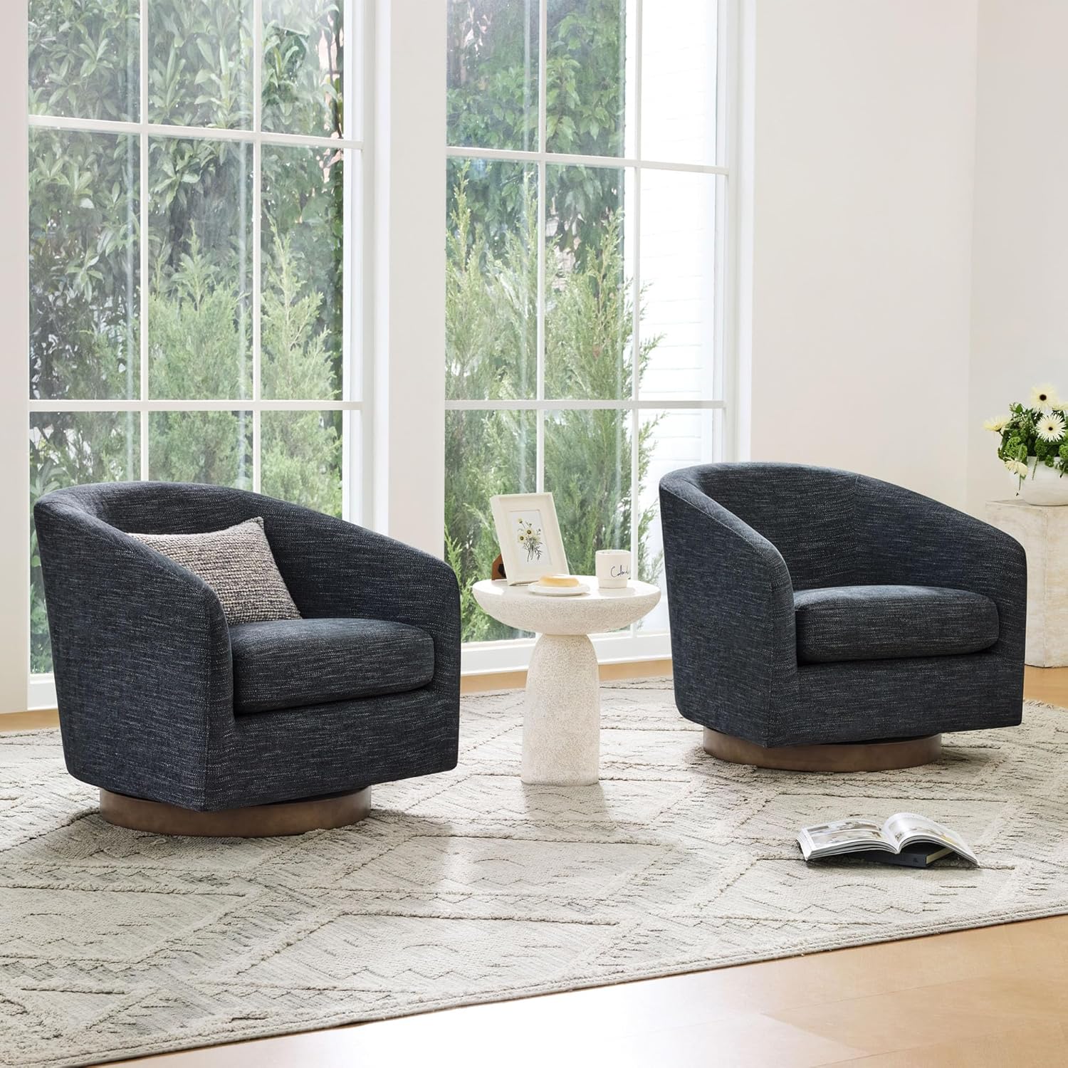 Modern Swivel Accent Chair Set of 2 - Home Living Room Office Decor